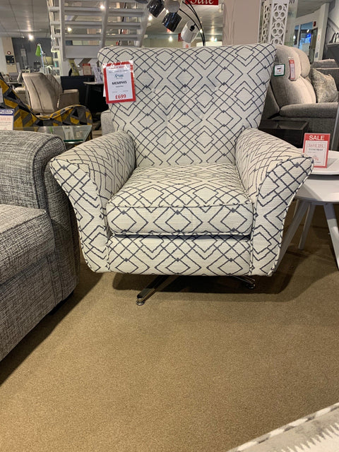 Alstons Memphis Fabric Swivel Chair - EX DISPLAY MODEL READY FOR QUICK DELIVERY