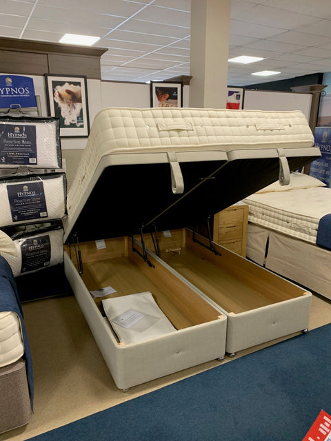 Hypnos Canterbury Kingsize Ottoman Divan with Fransesca Floor Standing Headboard - BLACK FRIDAY EVENT SPECIAL READY FOR QUICK DELIVERY by Hypnos