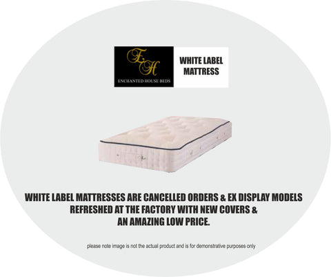 ENCHANTED HOUSE WHITE LABEL DARTMOOR SPEC ADJUSTABLE 75 X 200 MEDIUM TENSION MATTRESS WITH IVORY PIPING