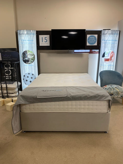 Dunlopillo Elite Supreme Kingsize Divan Set with August Floorstanding Headboard - BLACK FRIDAY EVENT SPECIAL READY FOR QUICK DELIVERY by Dunlopillo