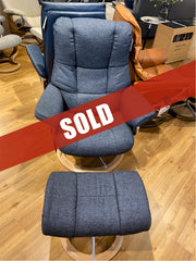 Stressless Mayfair Fabric Medium Signature Chair & Stool - EX DISPLAY MODEL TOP CLEAR