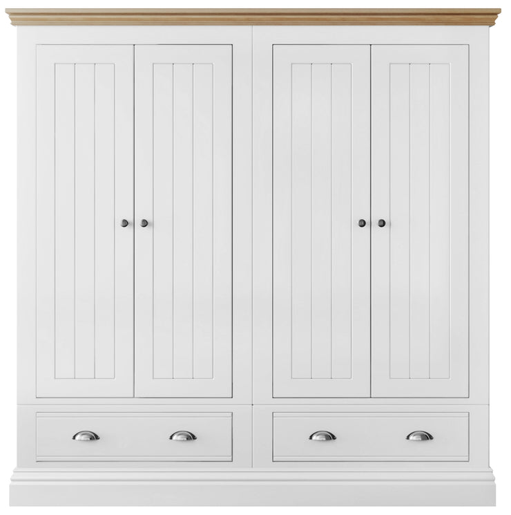 New England Bedroom Collection 4 Door and Drawer Wardrobe