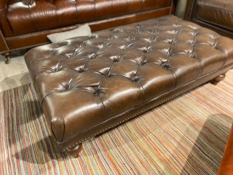 Alexander leather chesterfield stool - BLACK FRIDAY EVENT SPECIAL READY FOR QUICK DELIVERY by Wood Bros