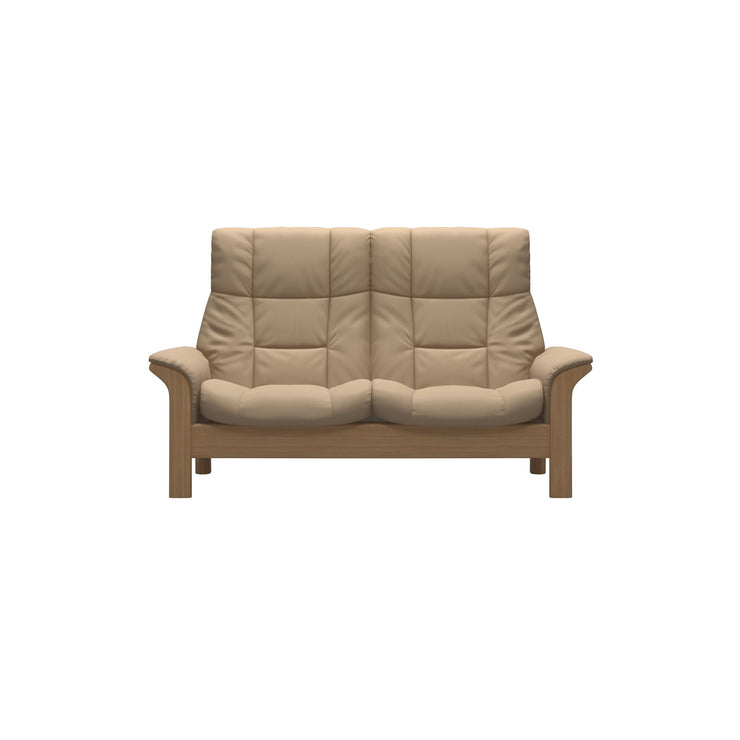 Stressless Quick Delivery Stock - Buckingham High Back 2 Seater in Paloma Beige with Oak Wood