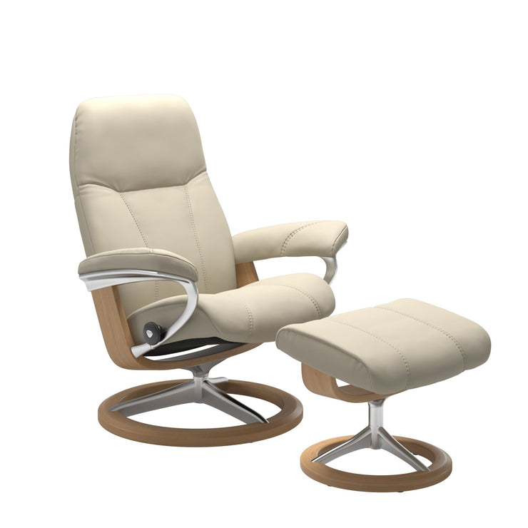 Stressless Quick Delivery Stock Offer - Consul Signature Chair & Stool by Stressless - Quickship