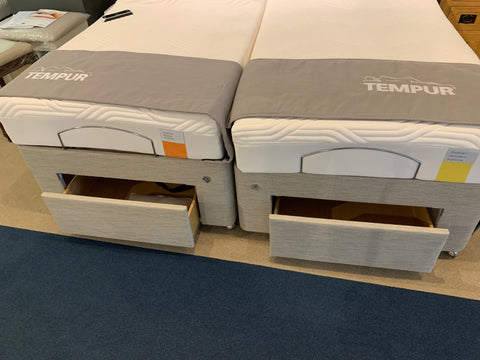Tempur Ardennes Twin 90cm Adjustable Massage Divan Set - Ex Display Set Ready For Quick Delivery