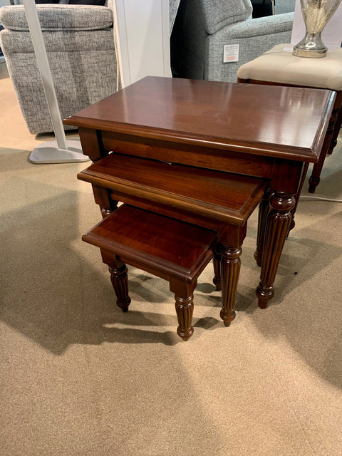 Fluted Mahogany Nest of 3 Tables - BLACK FRIDAY EVENT SPECIAL READY FOR QUICK DELIVERY by Padfields