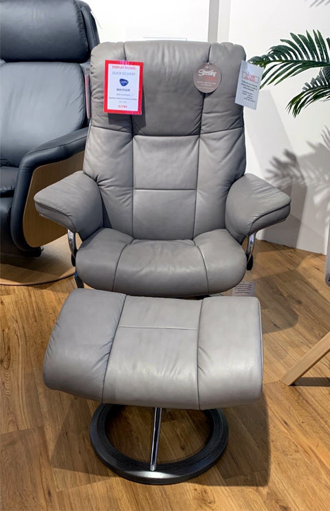 Stressless Mayfair Medium Signature Chair & Stool - EX DISPLAY MODEL TOP CLEAR