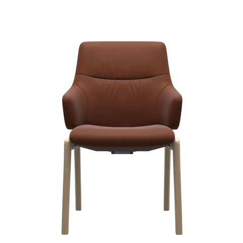 Stressless Quick Delivery Stock - Mint D100 Low Back with Arms Dining Chair in Paloma Copper Leather with Oak Wood