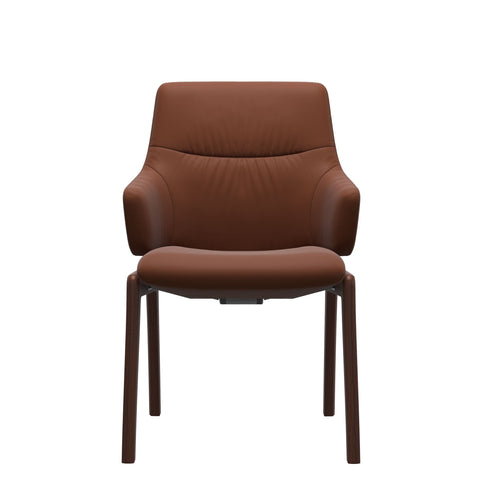 Stressless Quick Delivery Stock - Mint D100 Low Back with Arms Dining Chair in Paloma Copper Leather with Walnut Wood