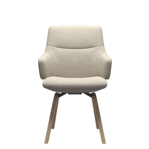 Stressless Quick Delivery Stock - Mint D200 Low Back Dining Chair with Arms in Silva Light Beige Fabric with Oak Wood