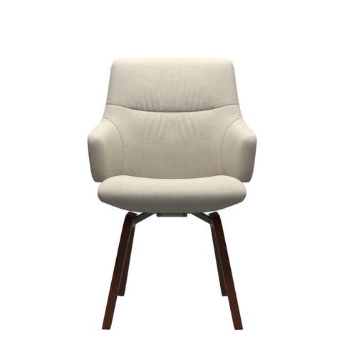 Stressless Quick Delivery Stock - Mint D200 Low Back Dining Chair with Arms in Silva Light Beige Fabric with Walnut Wood