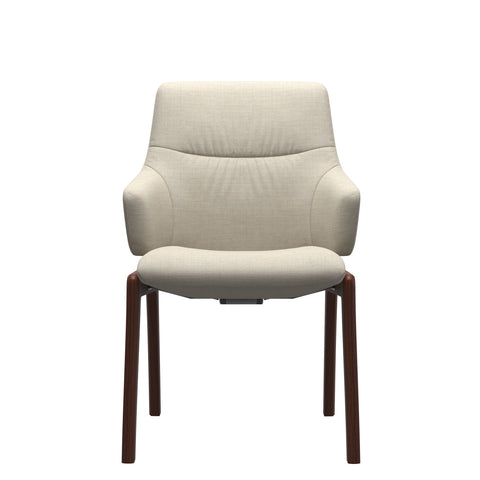Stressless Quick Delivery Stock - Mint D100 Low Back with Arms Dining Chair in Silva Light Beige Fabric with Walnut Wood