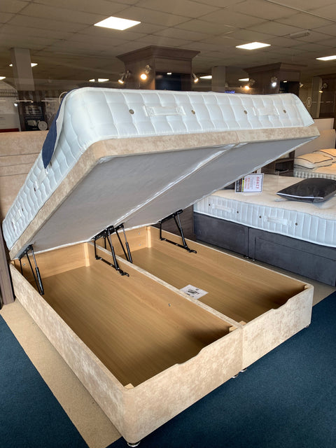 Hypnos Posture Elite Silk Kingsize Ottoman Divan Set with Floor Standing Headboard - BLACK FRIDAY EVENT SPECIAL READY FOR QUICK DELIVERY by Hypnos