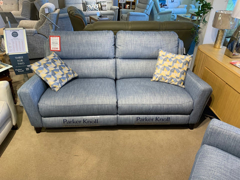 Parker Knoll Portland Fabric Large 2 Seater Power Recliner Sofa with USB Ports & Fixed Chair - EX DISPLAY SET READY FOR QUICK DELIVERY
