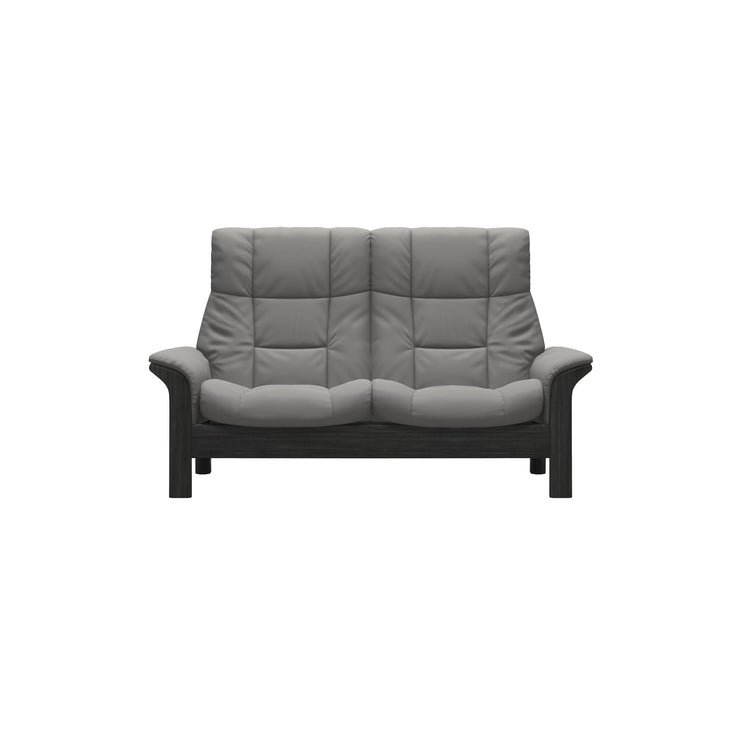 Stressless Quick Delivery Stock - Buckingham High Back 2 Seater in Paloma Silver Grey with Grey Wood