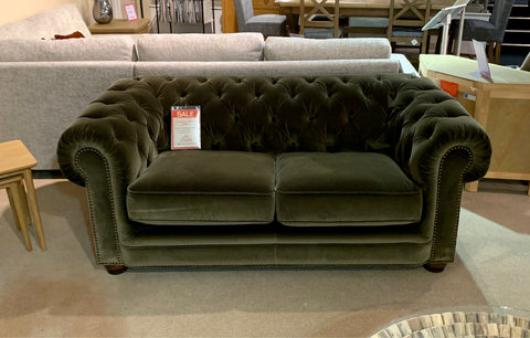 Watson Fabric 2 Seat Chesterfield Sofa - EX DISPLAY MODEL READY FOR QUICK DELIVERY