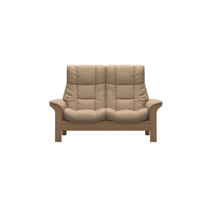 Stressless Quick Delivery Stock - Windsor High Back 2 Seater in Paloma Beige with Oak Feet