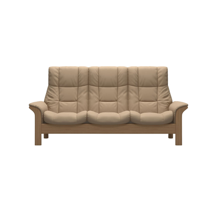 Stressless Quick Delivery Stock - Windsor High Back 3 Seater in Paloma Beige with Oak Feet