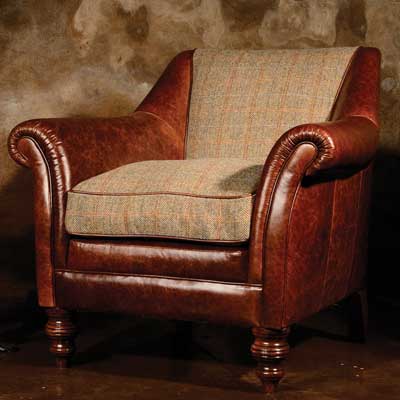 Tetrad Dalmore Harris Tweed & Leather Accent Chair