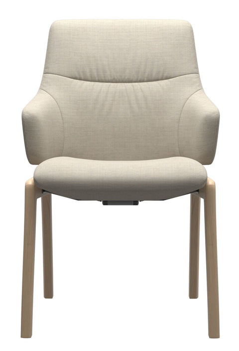 Stressless Quick Delivery Stock - Mint D100 Low Back with Arms Dining Chair in Silva Light Beige Fabric with Oak Wood