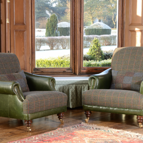 Tetrad Taransay Harris Tweed Leather Gents Chair Padfields