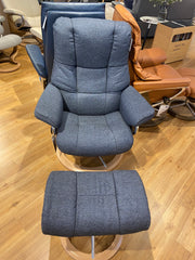 Stressless Mayfair Fabric Medium Signature Chair & Stool - EX DISPLAY MODEL TOP CLEAR