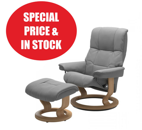 Stressless Mayfair Medium Classic Base Chair - Batick Wild Dove / Oak Wood Stock Offer